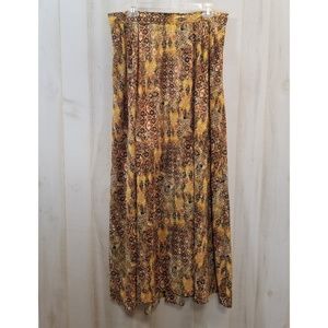 Lane Bryant Brown Maxi Skirt Pockets Slit 14/16